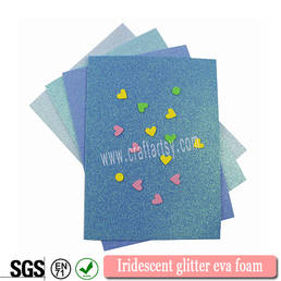 Iriserende glitter eva foam blad met of zonder sticker